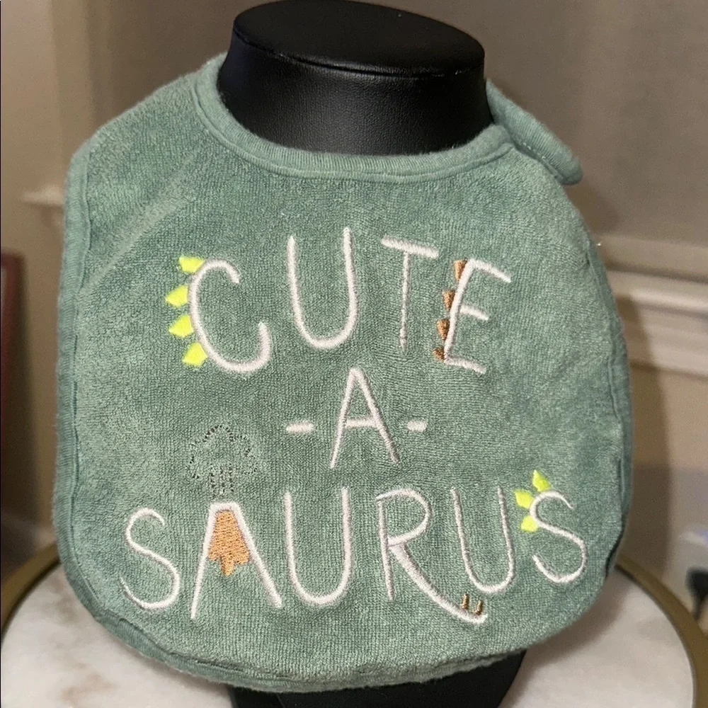 3/$25 Green 'Cute-a-saurus' Baby Bib - Carter’s Infant 100% Cotton